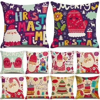 Рождественский чехол для дивана, чехол для подушки с принтом Санта-Клауса, праздничный подарок, чехол для подушки, Рождественский чехол для подушки 40x40cm
