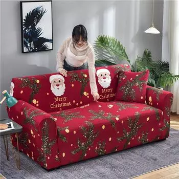 Рождественский чехол для дивана на 1/2/3/4 места, эластичная пленка, чехол для дивана «все включено» для гостиной, чехол для дивана, чехол для кресла, чехол 1Pc pillow case