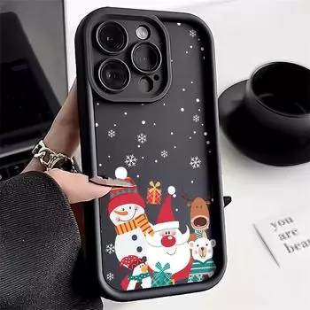 Рождественский чехол для iPhone 11 13 12 14 15 16 Pro Max XR XS Samsung A15 A55 A05 Redmi 12 13C OPPO A16 A18 A60 Reno 11 Vivo Y17S Y12 infinix note iPhone 7&8 розовый