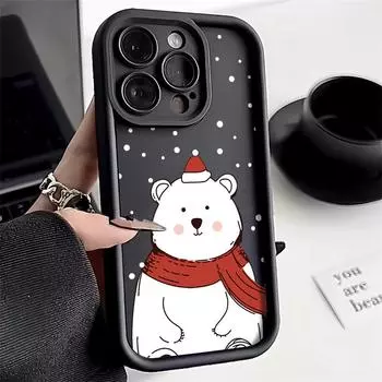 Рождественский чехол для iPhone 11 13 12 14 15 16 Pro Max XR XS Samsung A15 A55 A05 Redmi 12 13C OPPO A16 A18 A60 Reno 11 Vivo Y17S Y12 infinix note iPhone 7&8 розовый