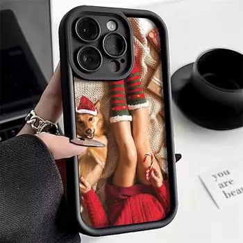 Рождественский чехол для iPhone 11 13 12 14 15 16 Pro Max XR XS Samsung A15 A55 A05 Redmi 12 13C OPPO A16 A18 Reno 11 Vivo Y17S Y12 infinix note 40 iPhone 7&8 розовый