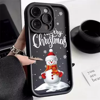 Рождественский чехол для iPhone 11 13 12 14 15 16 Pro Max XR XS Samsung A15 A55 A05 Redmi 12 13C OPPO A16 A18 A60 Reno 11 Vivo Y17S Y12 infinix note iPhone 7&8 розовый