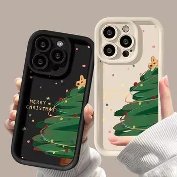 Рождественский чехол для iPhone 11 13 12 14 15 16 Pro Max XR XS Samsung A15 A55 A05 Redmi 12 13C OPPO A16 A18 Reno 11 Vivo Y17S Y12 infinix note 40 iPhone 7&8 розовый