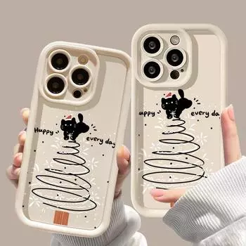 Рождественский чехол для iPhone 11 13 12 14 15 16 Pro Max XR XS Samsung A15 A55 A05 Redmi 12 13C OPPO A16 A18 Reno 11 Vivo Y17S Y12 infinix note 40 iPhone 7&8 розовый