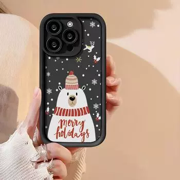 Рождественский чехол для iPhone 11 13 12 14 15 16 Pro Max XR XS Samsung A15 A55 A05 Redmi 12 13C OPPO A16 A18 Reno 11 Vivo Y17S Y12 infinix note 40 iPhone 7&8 розовый