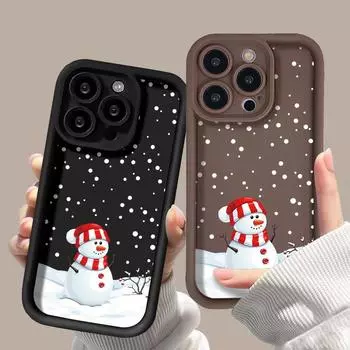 Рождественский чехол для iPhone 11 13 12 14 15 16 Pro Max XR XS Samsung A15 A55 A05 Redmi 12 13C OPPO A16 A18 Reno 11 Vivo Y17S Y12 infinix note 40 iPhone 7&8 розовый