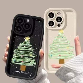 Рождественский чехол для iPhone 11 13 12 14 15 16 Pro Max XR XS Samsung A15 A55 A05 Redmi 12 13C OPPO A16 A18 Reno 11 Vivo Y17S Y12 infinix note 40 iPhone 7&8 розовый