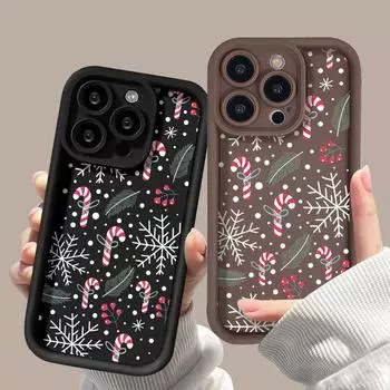 Рождественский чехол для iPhone 11 13 12 14 15 16 Pro Max XR XS Samsung A15 A55 A05 Redmi 12 13C OPPO A16 A18 Reno 11 Vivo Y17S Y12 infinix note 40 iPhone 7&8 розовый