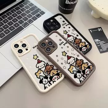 Рождественский чехол для iPhone 11 13 12 14 15 16 Pro Max XR XS Samsung A15 A55 A05 Redmi 12 13C OPPO A16 A18 A60 Reno 11 Vivo Y17S Y12 infinix note iPhone 7&8 розовый