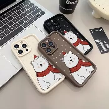 Рождественский чехол для iPhone 11 13 12 14 15 16 Pro Max XR XS Samsung A15 A55 A05 Redmi 12 13C OPPO A16 A18 Reno 11 Vivo Y17S Y12 infinix note 40 iPhone 7&8 розовый