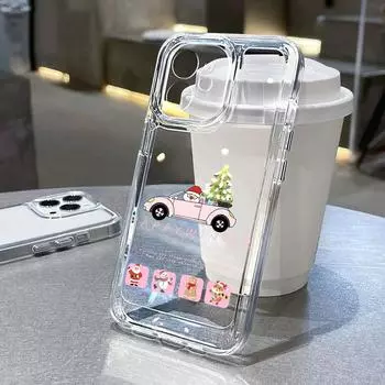 Рождественский чехол для iPhone 11 13 XR 15 Pro Max 12 16 Pro Max для iPhone 14 7 8 Plus XS Max Samsung A15 A55 A05 Redmi 12 13C 13 Huawei Mate 30 40 iPhone 15 белый