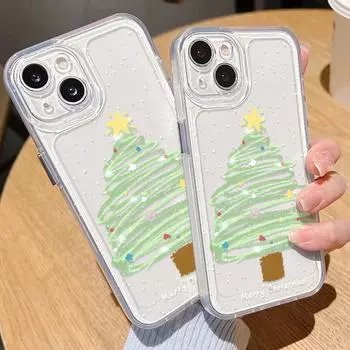 Рождественский чехол для iPhone 11 13 XR 15 Pro Max 12 16 Pro Max для iPhone 14 7 8 Plus XS Max Samsung A15 A55 A05 Redmi 12 13C 13 Huawei Mate 30 40 iPhone 15 белый