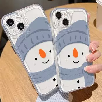 Рождественский чехол для iPhone 11 13 XR 15 Pro Max 12 16 Pro Max для iPhone 14 7 8 Plus XS Max Samsung A15 A55 A05 Redmi 12 13C 13 Huawei Mate 30 40 iPhone 15 белый