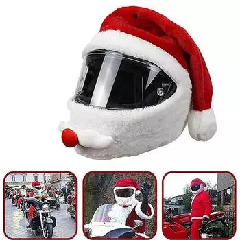 Рождественский чехол для мотоциклетного шлема Санта-Клауса, самодельный мотоциклетный шлем, забавный декор 1