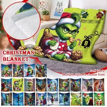 Рождественский чехол для одеяла, мягкое и удобное плюшевое шерстяное фланелевое одеяло One Size