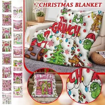 Рождественский чехол для одеяла, мягкое и удобное плюшевое шерстяное фланелевое одеяло One Size