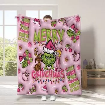 Рождественский чехол для одеяла, мягкое и удобное плюшевое шерстяное фланелевое одеяло One Size