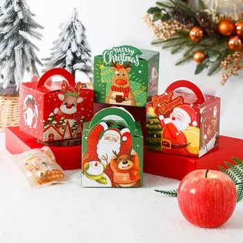 Рождественский чехол для переноски печенья-снеговика, портативная креативная подарочная коробка для конфет, упаковочная коробка с ручками