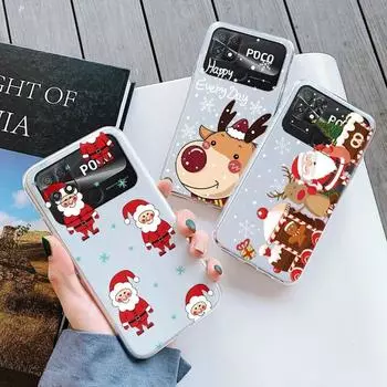Рождественский чехол для Poco C40 Poco C40 Poco C 40, чехол для телефона, милый мультяшный мягкий силиконовый чехол для Xiaomi Poco C40, сумки, противоударный защитный чехол на заднюю панель Poco C40