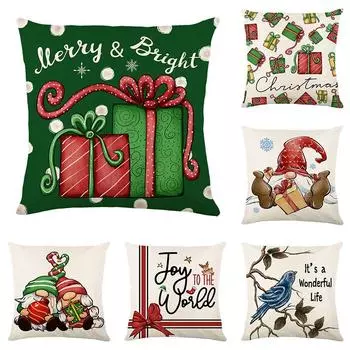Рождественский чехол для подушки 45 см, дышащий Невыцветающий чехол для подушки, чехол для подушки для дома, отеля, офиса, общежития 40x40cm