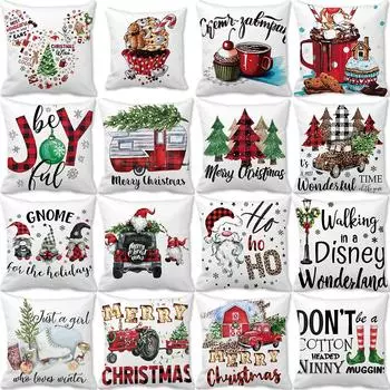 Рождественский чехол для подушки «Рождественская елка» с изображением карликового грузовика, чехол для подушки с принтом, фермерский декор, наволочка, Рождественский подарок, Funda de Almohada 40x40cm