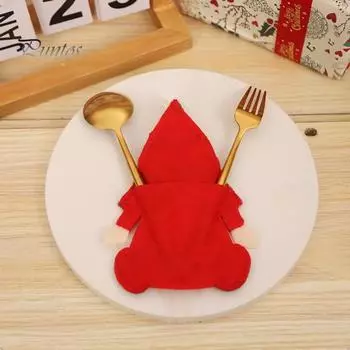 Рождественский чехол для столовых приборов, дизайн куклы-гнома с рождественским элементом, прочная элегантная посуда для рождественского украшения