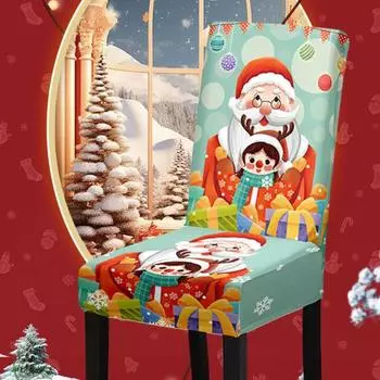 Рождественский чехол для стула с защитой от пыли, мультяшный Санта-Клаус, снеговик, украшение для новогодней вечеринки, эластичная ткань, противоскользящие защитные чехлы для стульев B