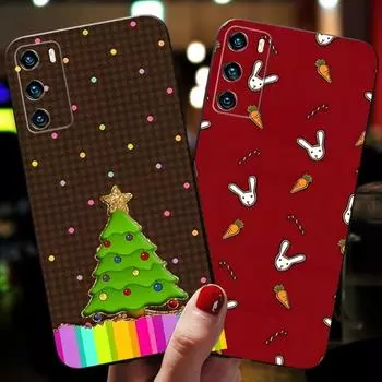 Рождественский чехол для телефона «Сани Лось, снеговик и дерево» для Huawei Psmart Z P40 P10 P30 P50 P20 P9 Pro Plus P8 2022 Nova 8I 8 8SE HUAWEI P7