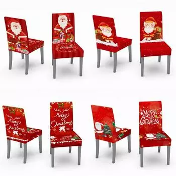 Рождественский чехол на обеденный стул с цифровым принтом, эластичные чехлы на стулья, чехол для офисного стула для банкета, отеля, дома, Рождественский декор 1pc