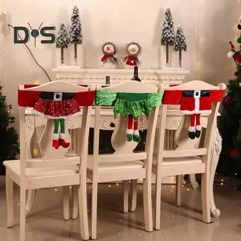Рождественский чехол на спинку стула Рождественские чехлы на стулья в форме ножки эльфа Санты для праздников и вечеринок Защитный чехол для обеденного стула для столовой A