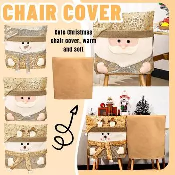 Рождественский чехол на стул, чехол на табурет, чехол на стул для куклы, украшение для ресторана One Size