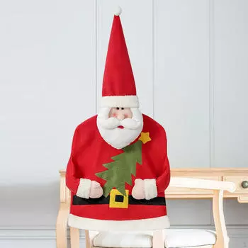 Рождественский чехол на стул, задняя крышка, рождественские чехлы Санта