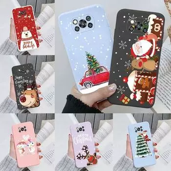 Рождественский чехол с изображением лося для Poco X3 NFC PocoX3 Pro, силиконовый чехол, мультяшные подарки, снеговик, Санта-Клаус, чехол Xiaomi Poco X3, бампер, противоударные защитные сумки Poco X3