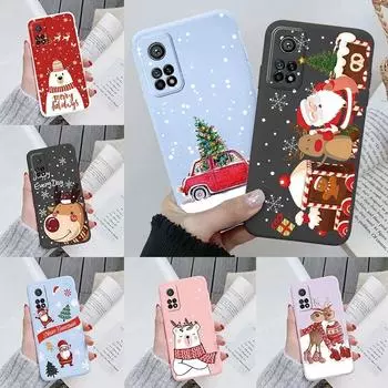 Рождественский чехол с изображением лося для Xiaomi Mi 10T Mi10T Pro 5G, силиконовый чехол, мультяшный подарок, снеговик, Санта-Клаус, чехол Xiaomi Mi 10T, бампер, противоударный защитный мешок Xiaom Mi 10T