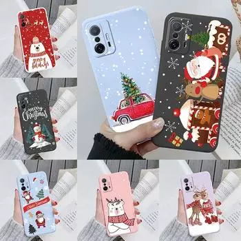 Рождественский чехол с изображением лося для Xiaomi Mi 11 11T Mi11T Pro, силиконовый чехол, мультяшный подарок, снеговик, Санта-Клаус, чехол Xiaomi Mi 11T, бампер, противоударный защитный чехол Xiaomi Mi 11