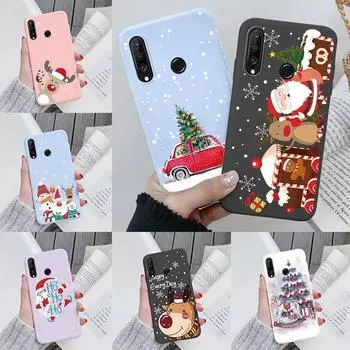Рождественский чехол с изображением лося Huawei P30 Pro P30 Lite Силиконовый чехол Мультяшные подарки Снеговик Санта-Клаус Coque для Huawei P30 Бампер Противоударная защитная задняя сумка Huawei P30