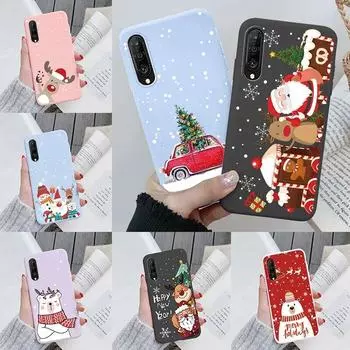 Рождественский чехол с изображением лося Huawei Y8P Y8 P Задняя крышка Мультяшные подарки Снеговик Санта-Клаус Мягкий силиконовый чехол Huawei Y8P Бампер Противоударный защитный чехол на заднюю панель Huawei Y8p