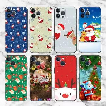 Рождественский чехол с изображением Санта-Клауса для Apple iPhone 14 11 13 12 Pro 7 XR X XS Max 8 Plus 6 6S 14Pro черный мягкий чехол для телефона iPhone 6 6S