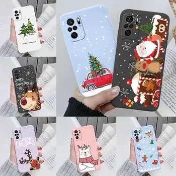 Рождественский чехол с лосем для POCO M5S PoccM5S M 5S, силиконовый чехол, мультяшные подарки, снеговик, Санта-Клаус для Xiaomi POCO M5S, бампер, противоударные защитные чехлы POCO M5S