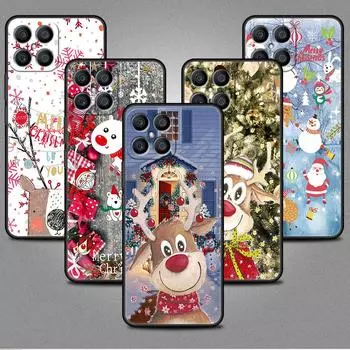 Рождественский чехол с милым изображением лося и красным носом для Huawei Honor X8 X9 P50 X7 50 20 8X Play 9A P40 P30 Lite P Smart 2021, черный чехол для телефона Huawei P Smart Z