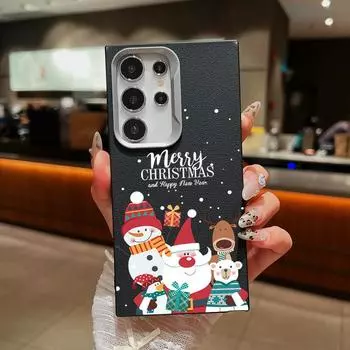 Рождественский чехол с рисунком Санта-Лося для Samsung S24 FE S23 S22 Ultra S21 A55 A16 A54 A35 A15 A34 A14 матовый TPU ударопрочный тонкий мягкий чехол для телефона Samsung S24 чёрный