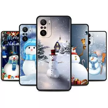 Рождественский чехол со снеговиком из мультфильма для Xiaomi Redmi Note 11 10 9S 9 K40 Pro 7 8 9A 9C 8T 9T 10C 10Pro, силиконовый чехол для телефона Redmi Note 10 Pro