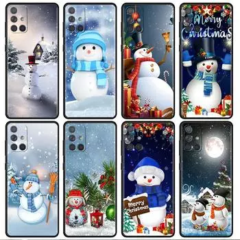 Рождественский чехол со снеговиком из мультфильма для Samsung Galaxy A52 A12 A51 A53 A33 A71 A32 A31 A21 A01 A11 A22, черный чехол из ТПУ для телефона Samsung A03