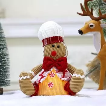 Рождественский человечек-имбирная кукла, украшение ручной работы, белая шляпа, шарф с бантом, сидящее печенье B