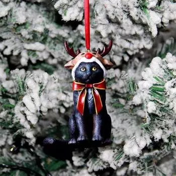 Рождественский черный кот подвесное украшение рождественская елка подвесная шапка Санты рог лося 10cm
