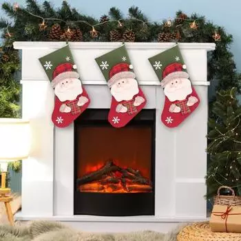 Рождественский чулок 3D Санта Снеговик Олень Pattern Большой Рождественский чулок Домашний декор