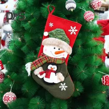 Рождественский чулок 3D Санта Снеговик Олень Узор Большой Рождественский чулок Домашний Декор Подвесной Рождественский чулок для Мальчиков Девочек Подарок A