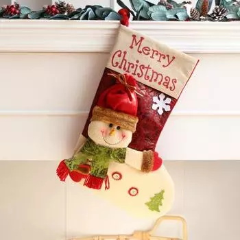 Рождественский чулок 3D Снеговик Санта Клаус Рождественский чулок Большой подвесной чулок для рождественской елки Камин Вечеринка Праздничное украшение Snowman