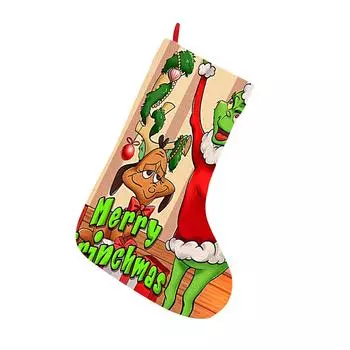 Рождественский чулок, большие зеленые рождественские чулки, рождественские украшения для семейного праздника, декор вечеринки One Size
