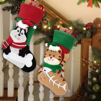Рождественский чулок, большой рождественский чулок для игрушек, подарков, рождественских подвесных украшений B
